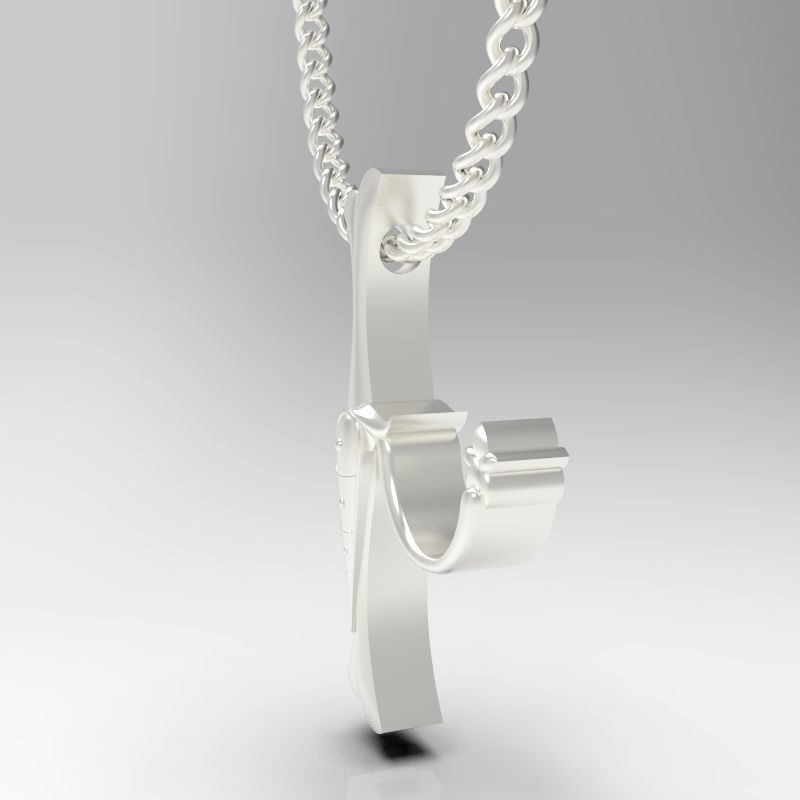 Bird calligraphy Alphabet Armenian pendant Xh 3D print model_18