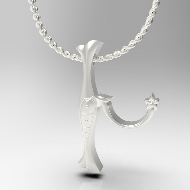 Bird calligraphy Alphabet Armenian pendant Xh 3D print model_15