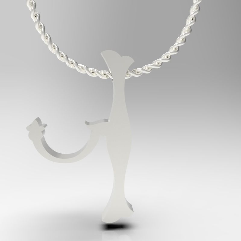 Bird calligraphy Alphabet Armenian pendant Xh 3D print model_11