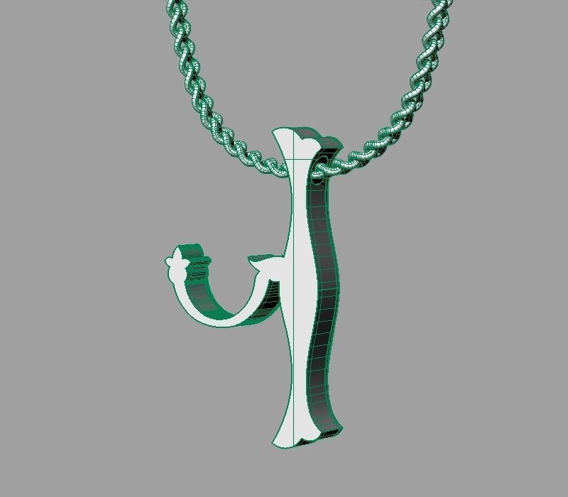 Bird calligraphy Alphabet Armenian pendant Xh 3D print model_28