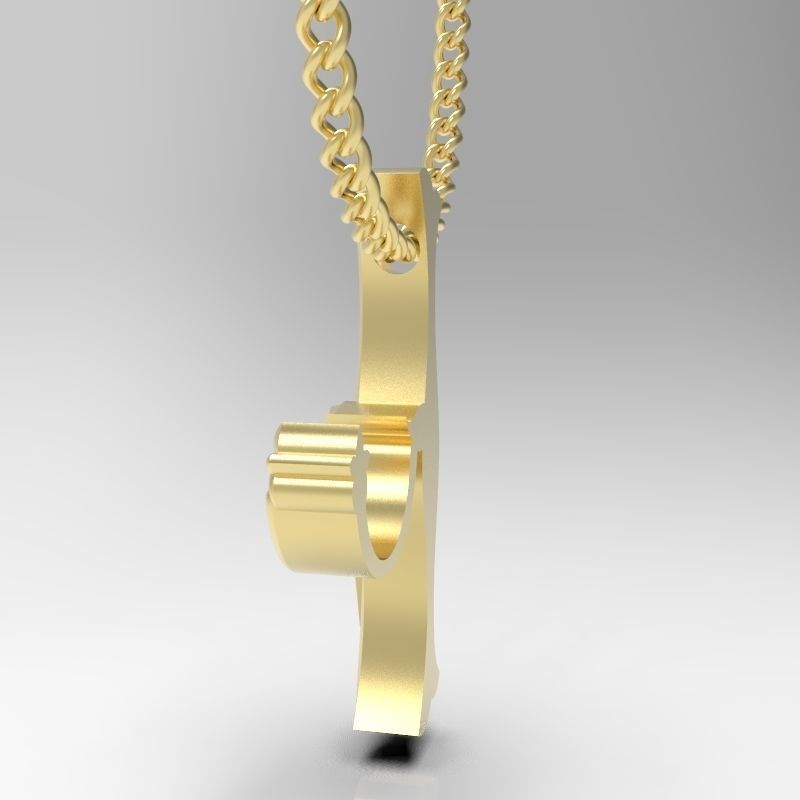 Bird calligraphy Alphabet Armenian pendant Xh 3D print model_7