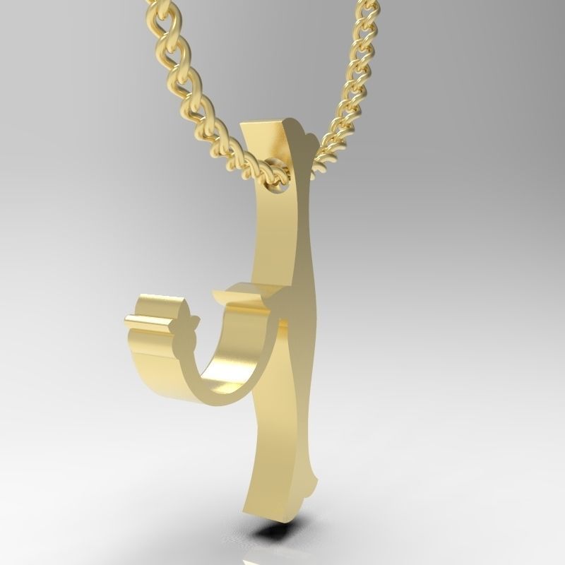 Bird calligraphy Alphabet Armenian pendant Xh 3D print model_8