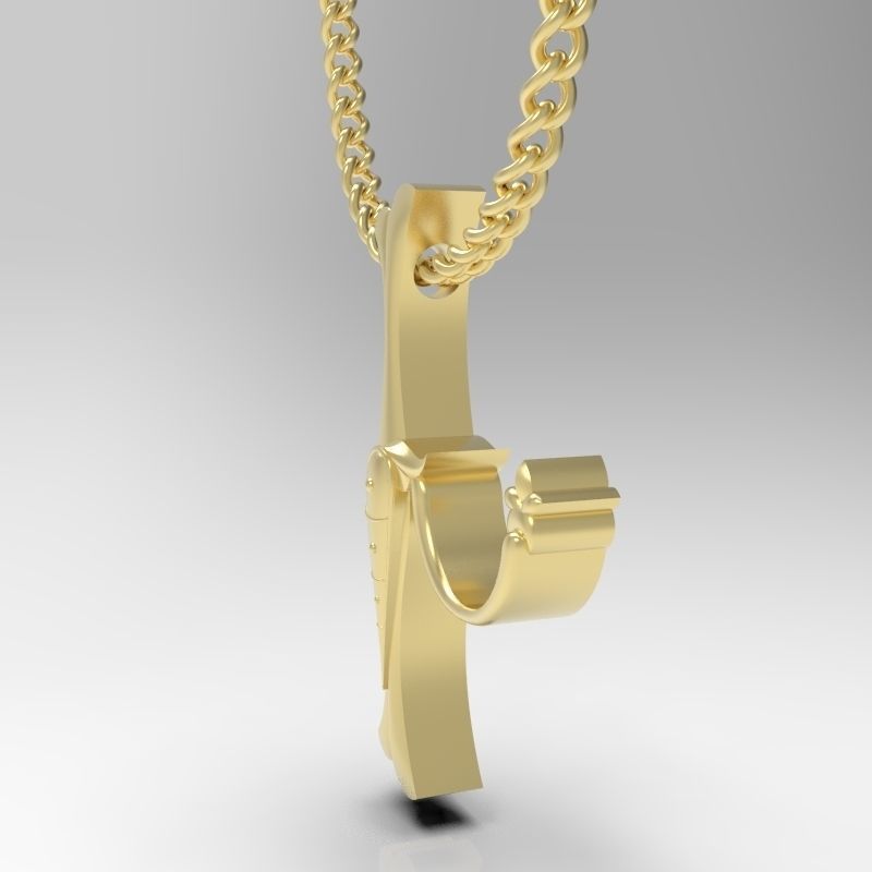 Bird calligraphy Alphabet Armenian pendant Xh 3D print model_5