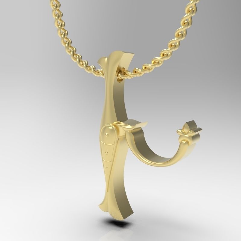 Bird calligraphy Alphabet Armenian pendant Xh 3D print model_3