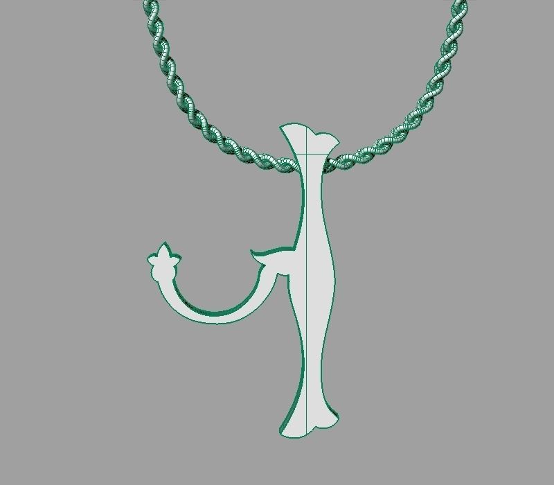 Bird calligraphy Alphabet Armenian pendant Xh 3D print model_27