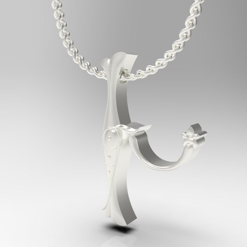 Bird calligraphy Alphabet Armenian pendant Xh 3D print model_16