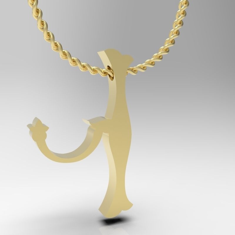 Bird calligraphy Alphabet Armenian pendant Xh 3D print model_10