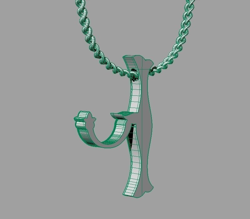 Bird calligraphy Alphabet Armenian pendant Xh 3D print model_26