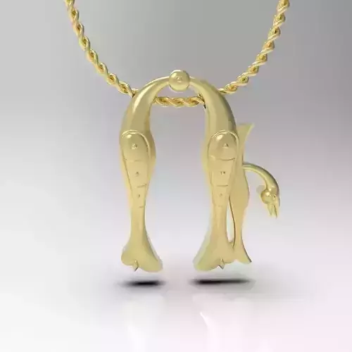 Bird calligraphy Alphabet Armenian pendant U