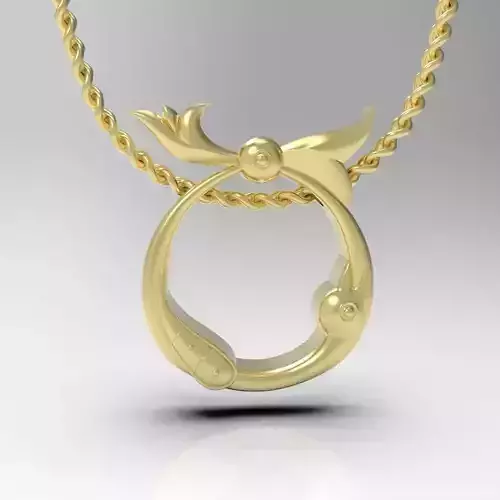 Bird calligraphy Alphabet Armenian pendant Ts