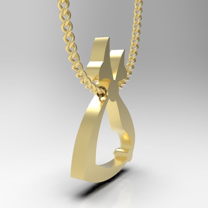 Bird calligraphy Alphabet Armenian pendant Tch 3D print model_8