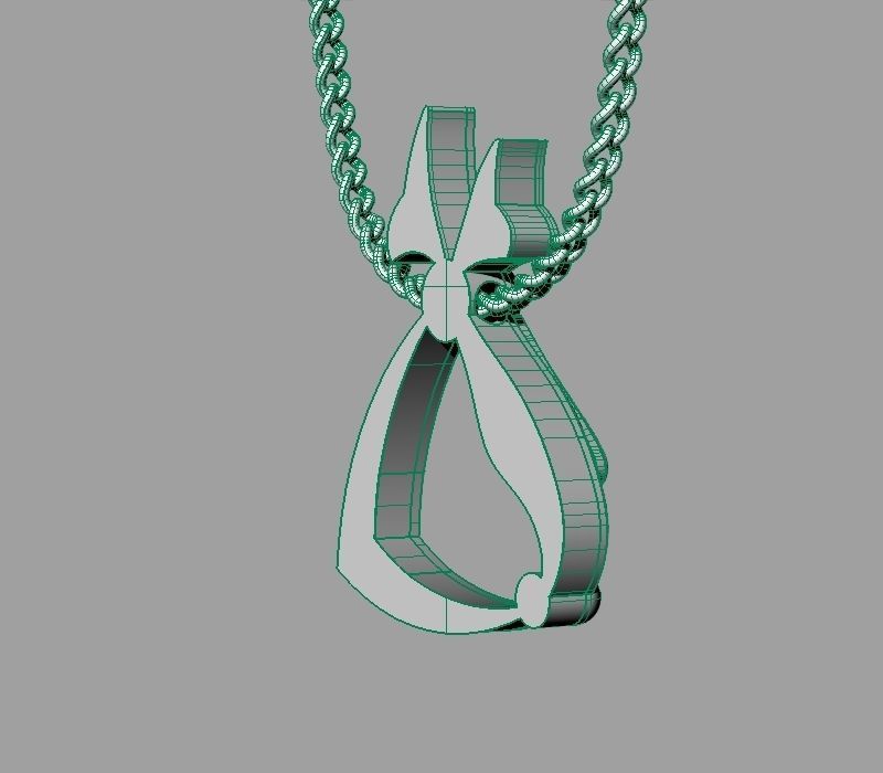 Bird calligraphy Alphabet Armenian pendant Tch 3D print model_29