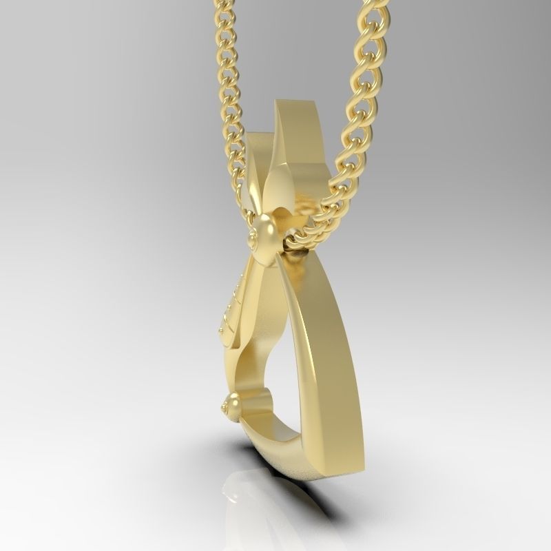 Bird calligraphy Alphabet Armenian pendant Tch 3D print model_5