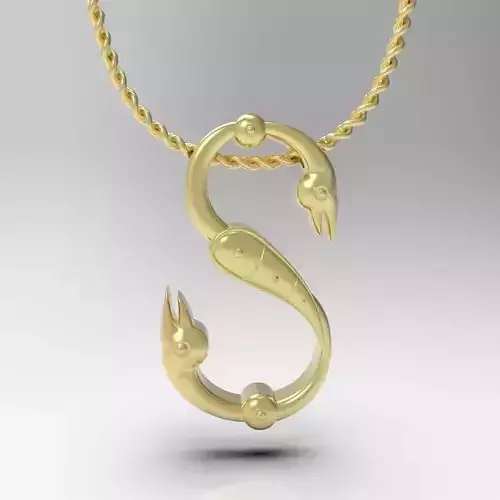 Bird calligraphy Alphabet Armenian pendant T