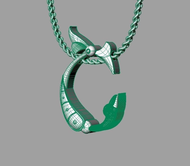Bird calligraphy Alphabet Armenian pendant Sh 3D print model_23