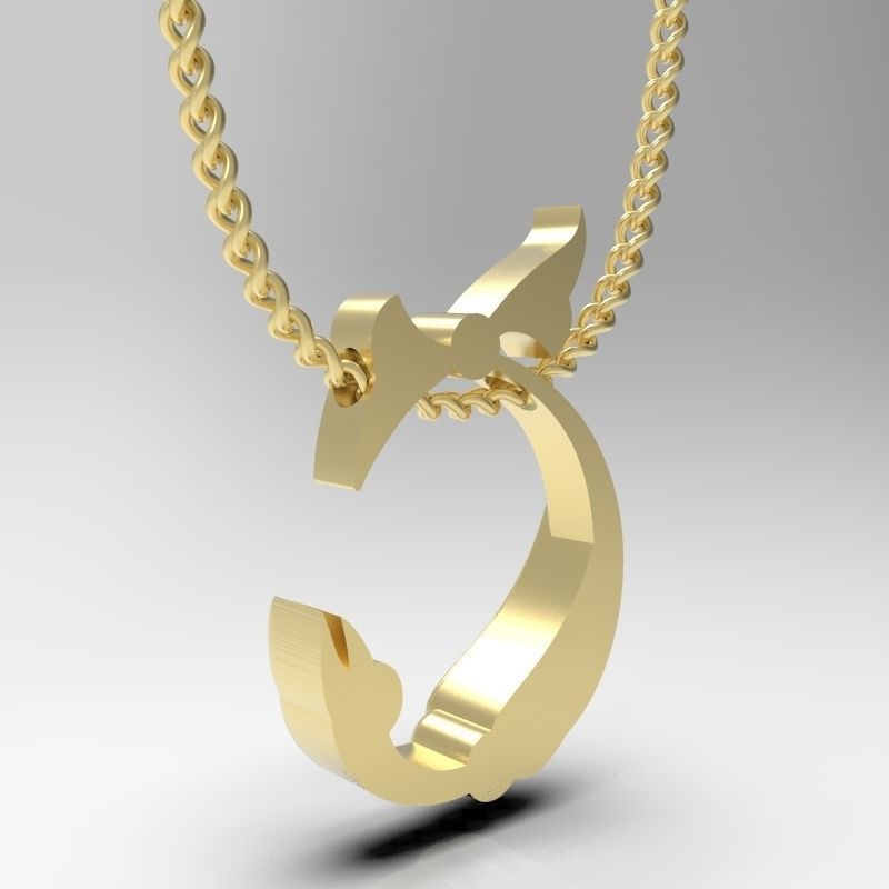Bird calligraphy Alphabet Armenian pendant Sh 3D print model_9