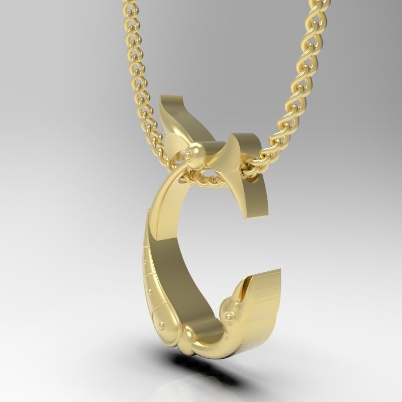 Bird calligraphy Alphabet Armenian pendant Sh 3D print model_4