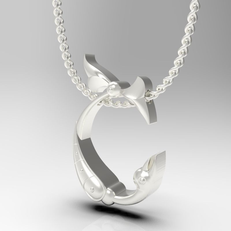 Bird calligraphy Alphabet Armenian pendant Sh 3D print model_16