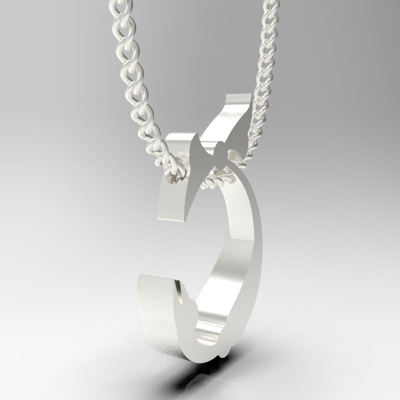 Bird calligraphy Alphabet Armenian pendant Sh 3D print model_21