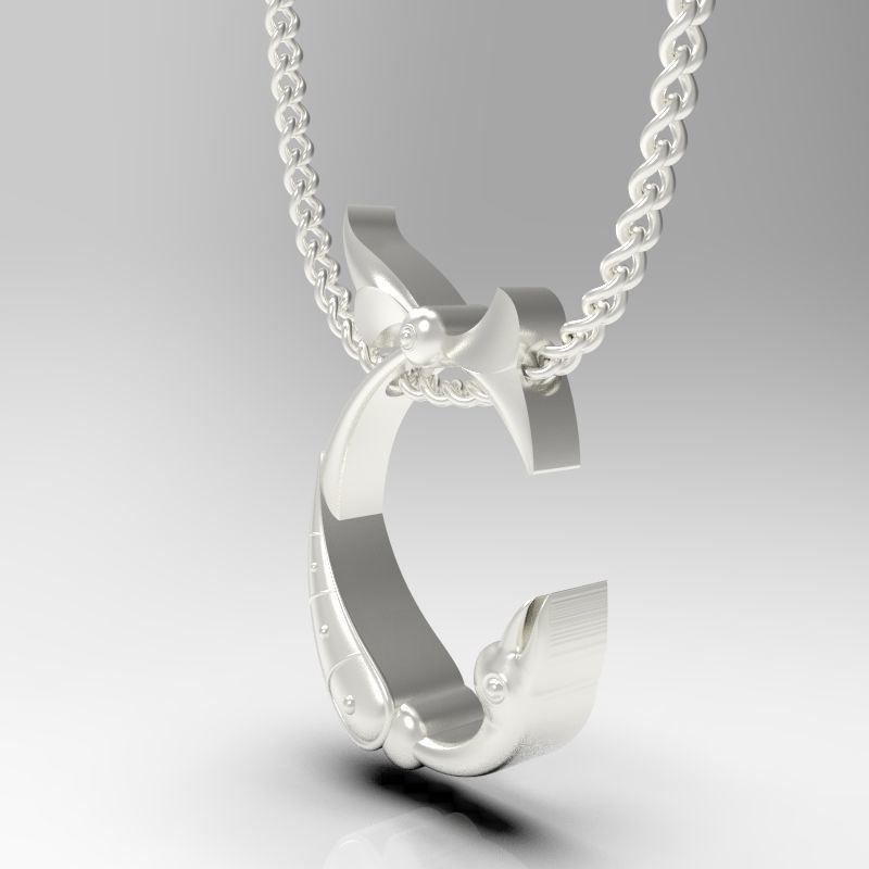 Bird calligraphy Alphabet Armenian pendant Sh 3D print model_17