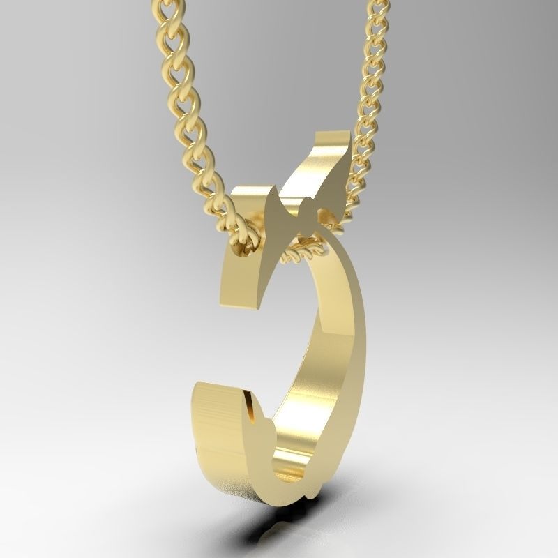 Bird calligraphy Alphabet Armenian pendant Sh 3D print model_8