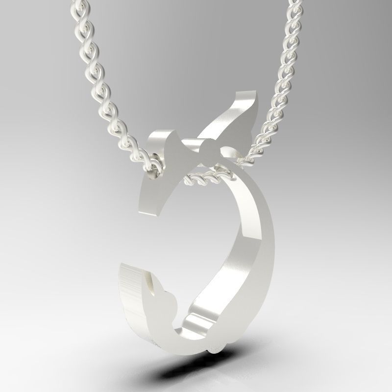 Bird calligraphy Alphabet Armenian pendant Sh 3D print model_12
