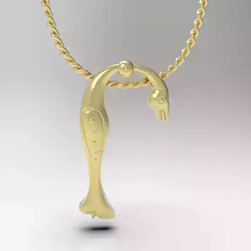Bird calligraphy Alphabet Armenian pendant Rh