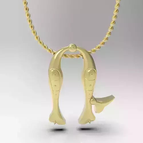 Bird calligraphy Alphabet Armenian pendant R