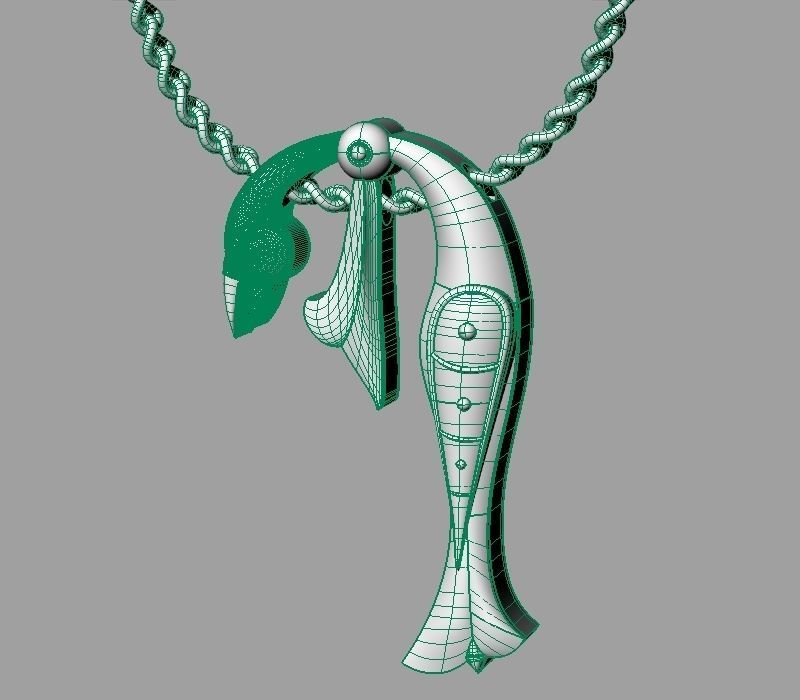 Bird calligraphy Alphabet Armenian pendant P 3D print model_23