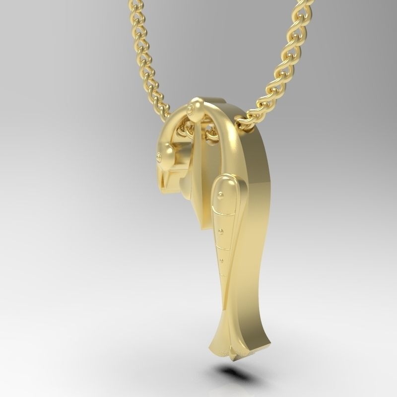 Bird calligraphy Alphabet Armenian pendant P 3D print model_4