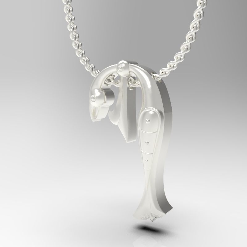 Bird calligraphy Alphabet Armenian pendant P 3D print model_16