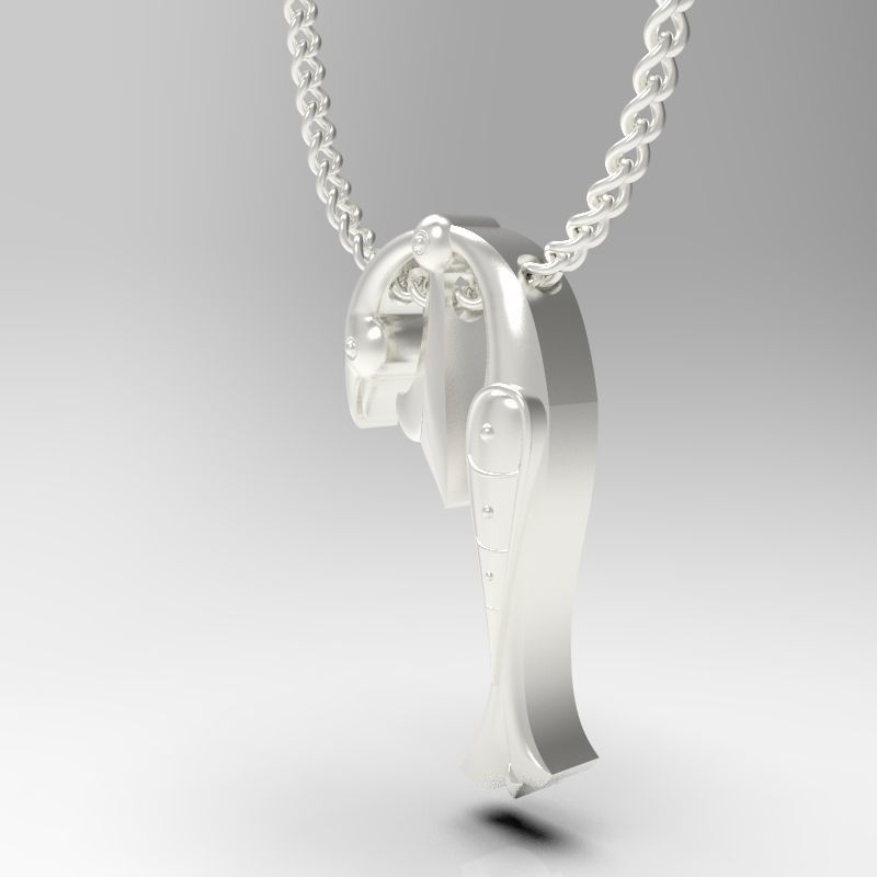 Bird calligraphy Alphabet Armenian pendant P 3D print model_17