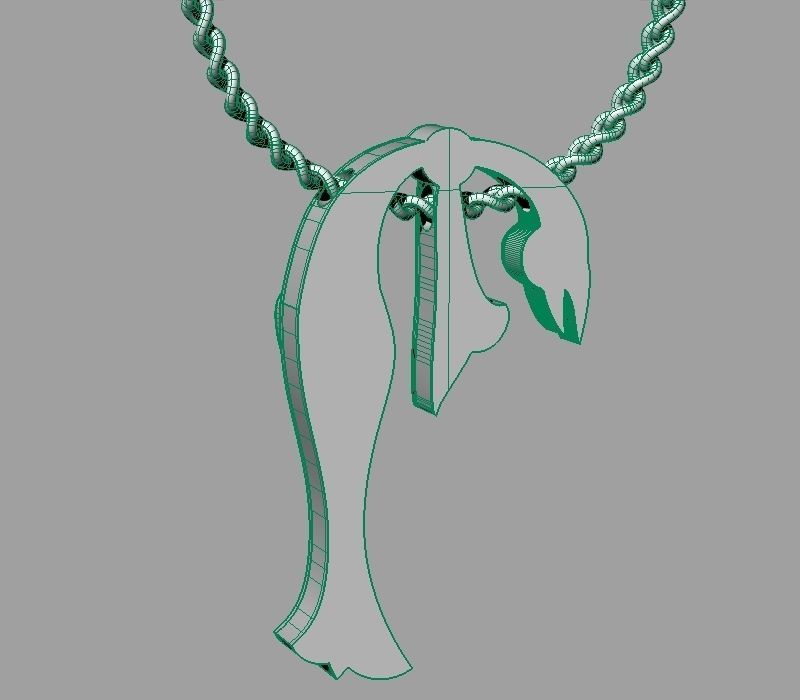 Bird calligraphy Alphabet Armenian pendant P 3D print model_27