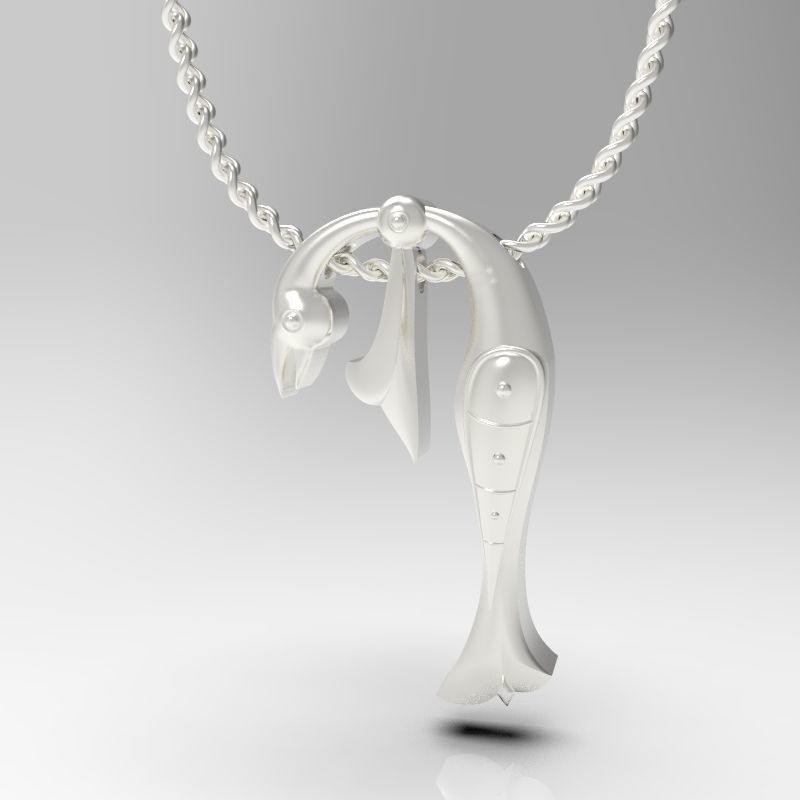Bird calligraphy Alphabet Armenian pendant P 3D print model_15