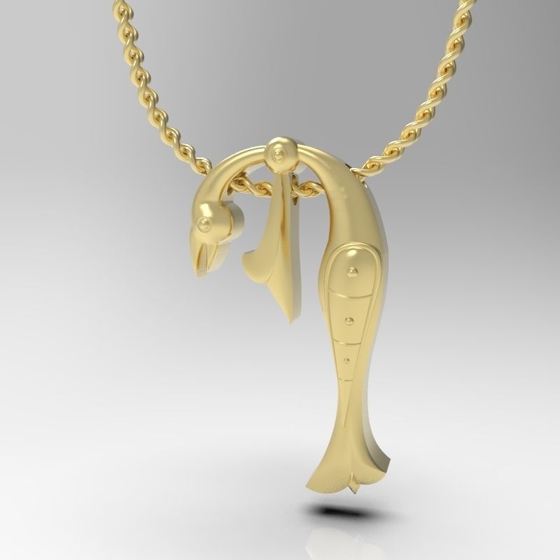Bird calligraphy Alphabet Armenian pendant P 3D print model_1