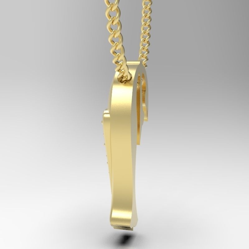 Bird calligraphy Alphabet Armenian pendant P 3D print model_7