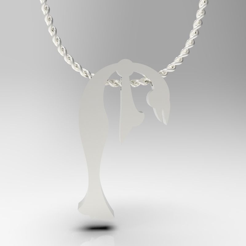 Bird calligraphy Alphabet Armenian pendant P 3D print model_11