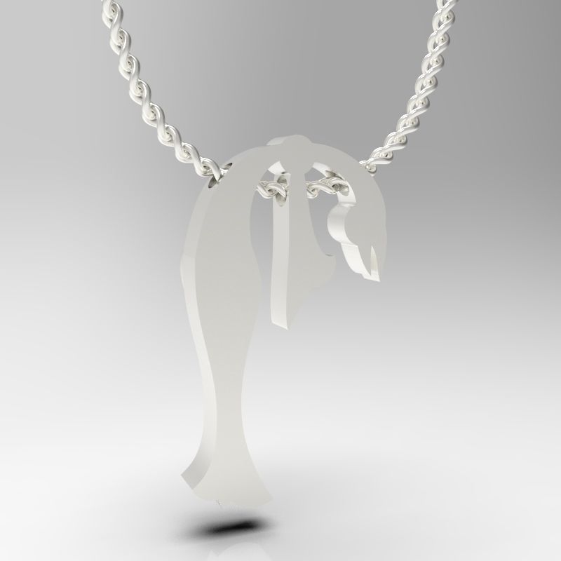 Bird calligraphy Alphabet Armenian pendant P 3D print model_13