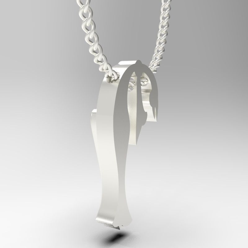 Bird calligraphy Alphabet Armenian pendant P 3D print model_21