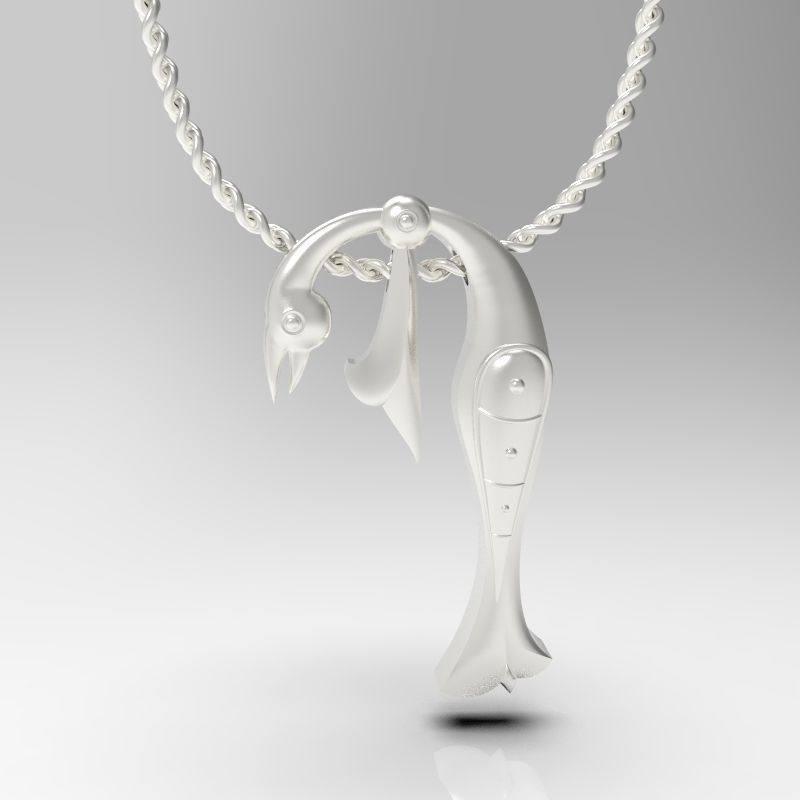 Bird calligraphy Alphabet Armenian pendant P 3D print model_14