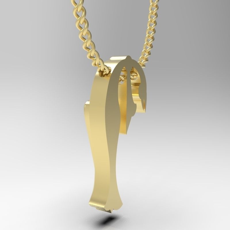 Bird calligraphy Alphabet Armenian pendant P 3D print model_8