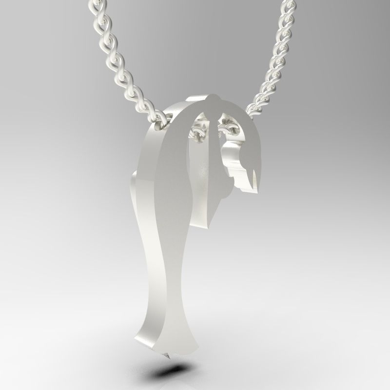 Bird calligraphy Alphabet Armenian pendant P 3D print model_12