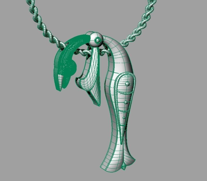 Bird calligraphy Alphabet Armenian pendant P 3D print model_22