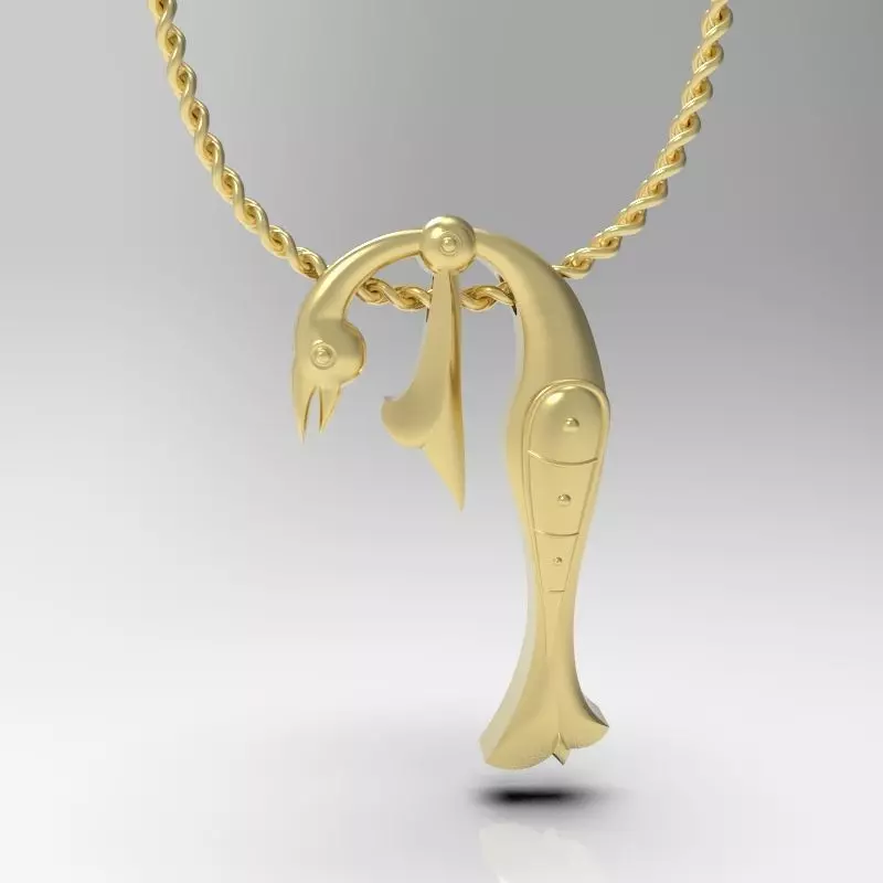 Bird calligraphy Alphabet Armenian pendant P 3D print model_0