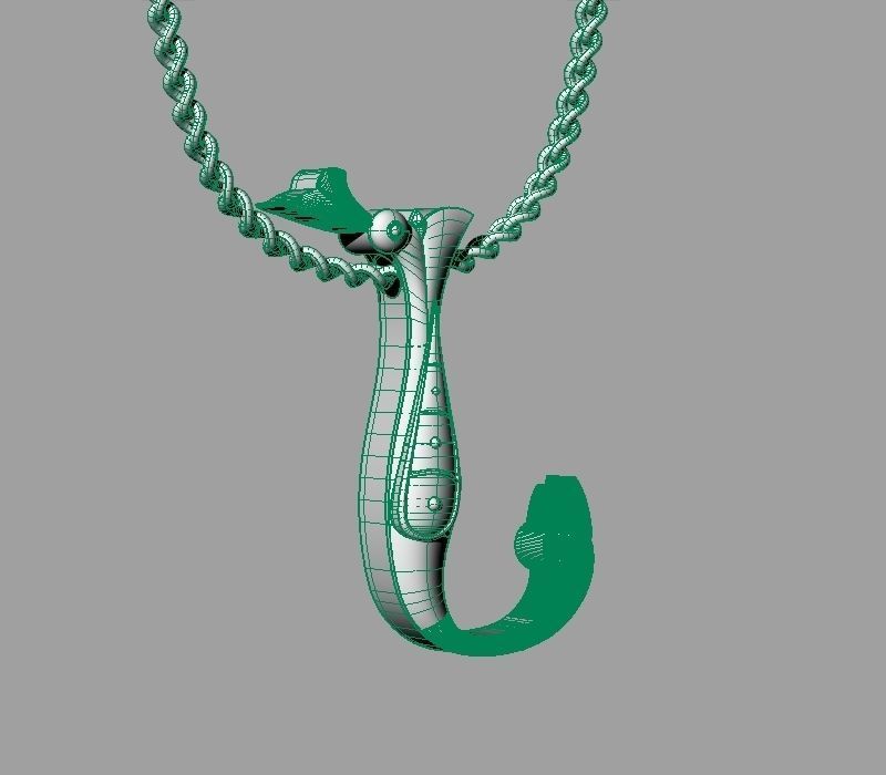 Bird calligraphy Alphabet Armenian pendant N 3D print model_22