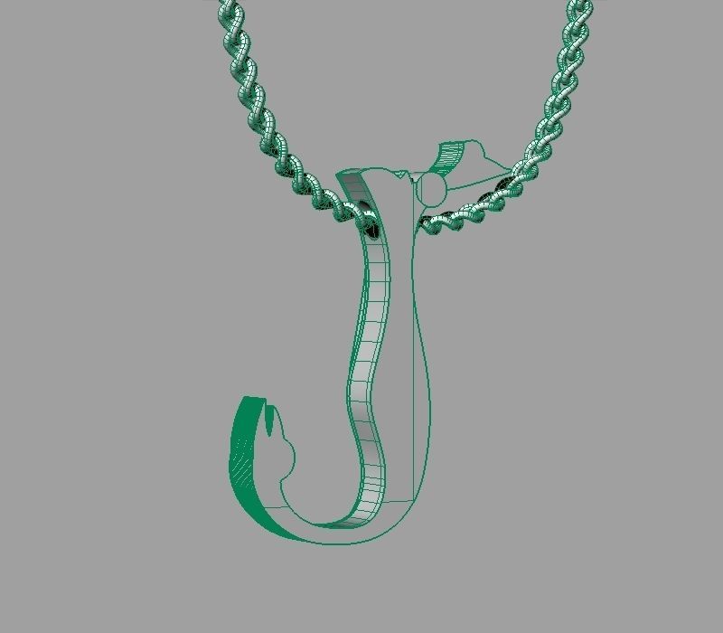 Bird calligraphy Alphabet Armenian pendant N 3D print model_27