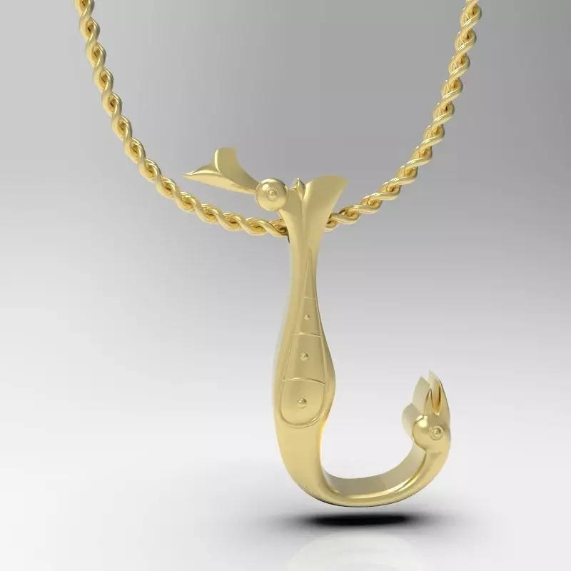 Bird calligraphy Alphabet Armenian pendant N 3D print model_0