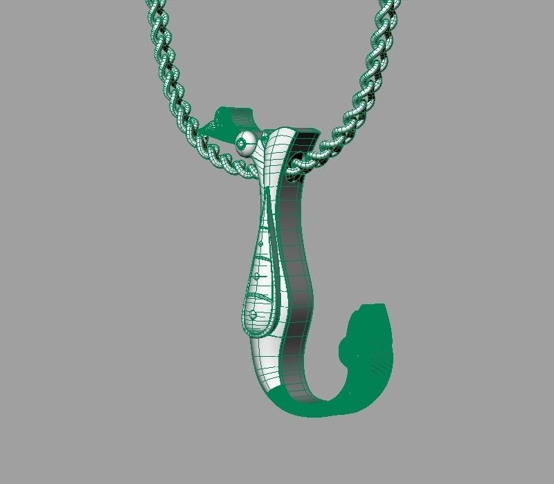 Bird calligraphy Alphabet Armenian pendant N 3D print model_24