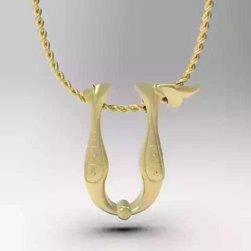Bird calligraphy Alphabet Armenian pendant M 3D print model
