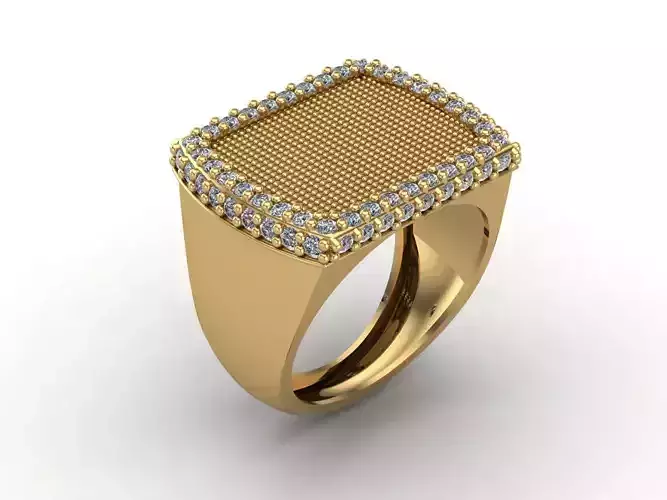 STL 3DM Mens Gemstone Diamond Men Ring With Details  3D print model